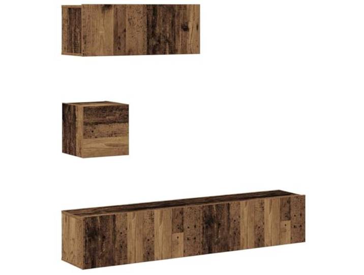 LKJephalotrope 4-tlg TV-Schrank-Set Wandmontage Altholz Holzwerkstoff Modulares Hängeboard Set für Wohnzimmer und Schlafzimmer mit praktischem Stauraum für Receiver und Dekoration.