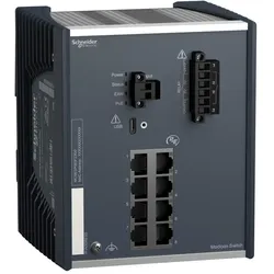 Schneider Electric MCSESP083F23G0 Modicon PoE Managed Switch, 8 Gigabit Ports für Kupfer (8TX 10/100/1000 Mbit/s), Power over Ethernet