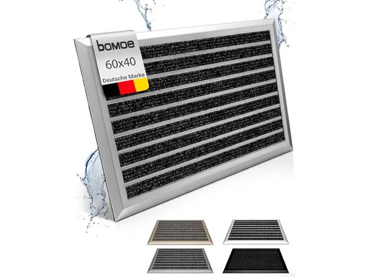 bomoe Fußmatte Außen rutschfest Rostfrei Fussabtreter Aussenbereich 40x60cm Silber Outdoor-Fußmatte Eingang Fußabstreifer Gitter Fusmattenteppich Türmatte Sauberlaufmatte AluGant