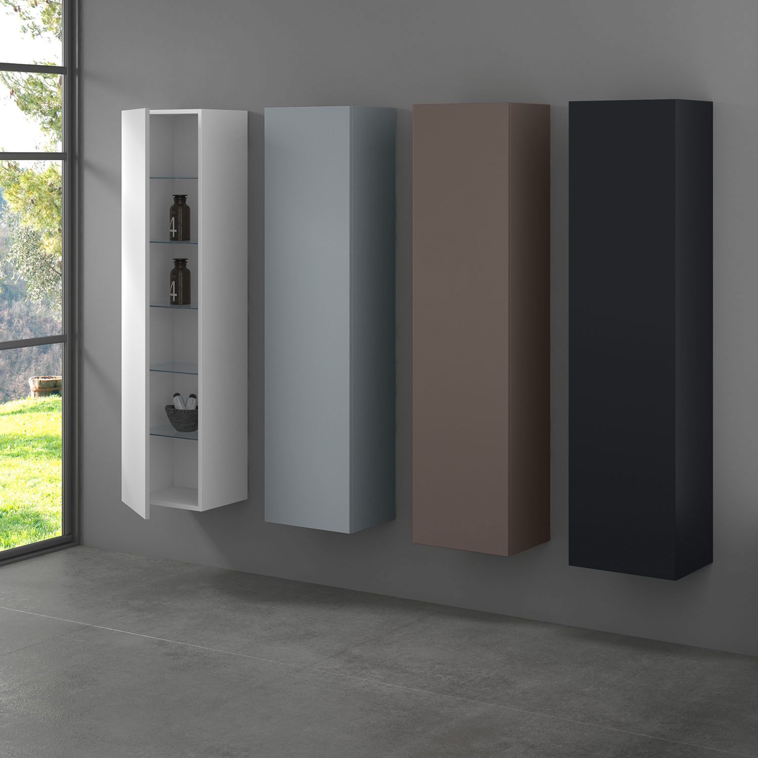 progettobagno Maggiore Hochschrank 40 x 160 cm, Anschlag links, Badmöbel, MB160PE4032SXNE,
