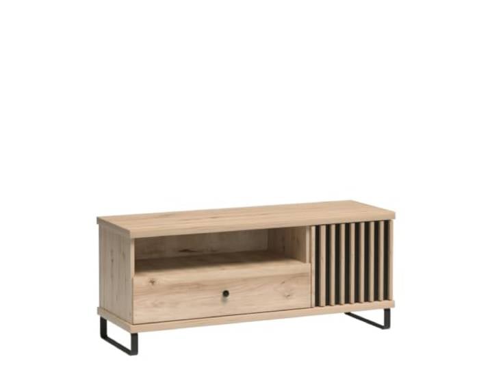 Komodee TV-Schrank NAKUSP - Eiche - Lamellen - Schublade - Metallbeine - 124 x 44 x 41 cm