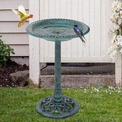 Drop Dash Deals Verdigris Pedestal Bird Bath Decorative Garden Bird Feeder Outdoor Patio Accent Verdigris Pedestal Bird Bath Decorative Garden Bird Feeder Outdoor Patio Accent