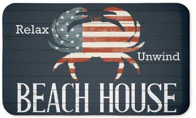 "Stupell Relax Unwind Patriotic Beach House Printed Anti-Fatigue Floor Mat, design by Kim Allen, 30""x18"""