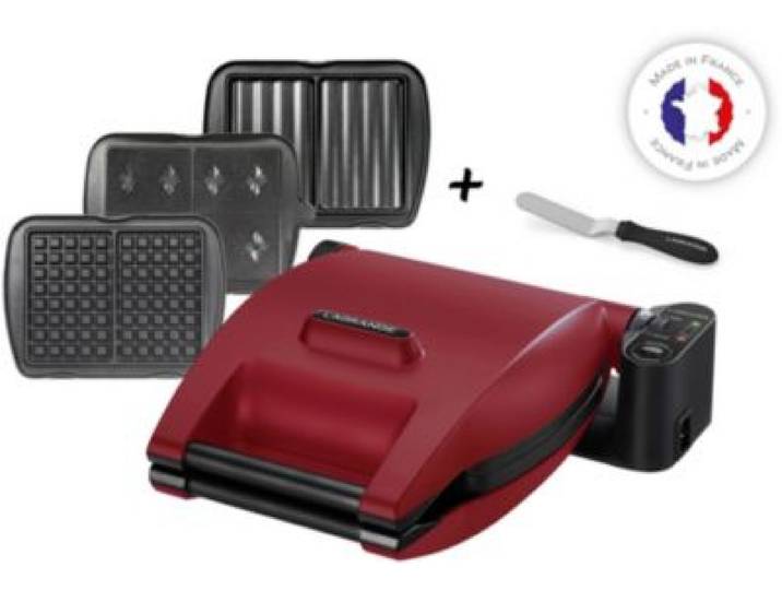 Lagrange - Croque, Gaufrier, Gaufrette Premium Gaufres Rouge Mat - Spatule