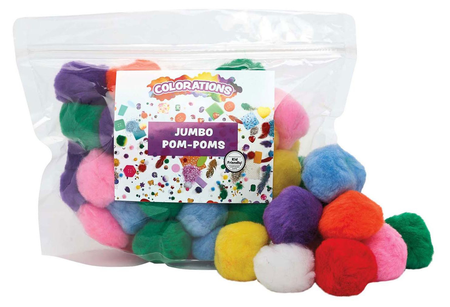 Colorations kleurrijke pompons knutselmateriaal diverse kleuren 5 cm 50 stuks
