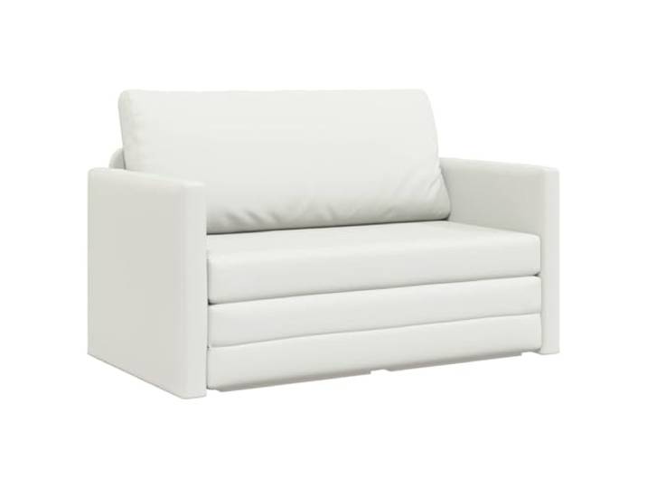 Coespram Schlafsofa 2 in 1 Klappsofa Kunstleder Weiß 124x71x78 cm Vielseitiges 2-in-1 Bodensofa mit Kissen für Gästezimmer und Kleine Räume, pflegeleichter Kunstlederbezug in Weiß.