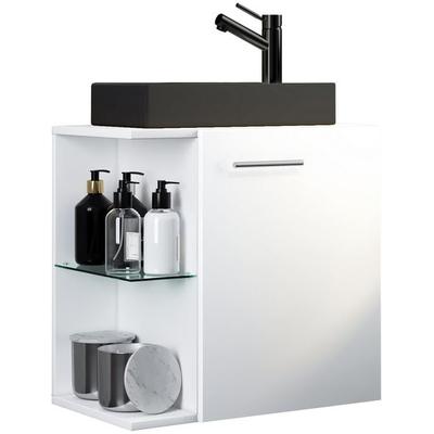 2-tlg Waschtisch Hausa Toilette schmal Schwarz