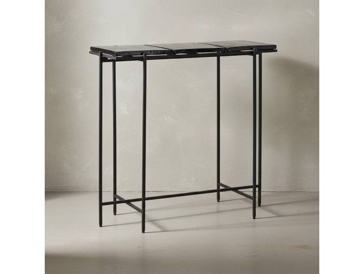 KADIMA DESIGN Konsolentisch Konsolentisch Schwarz 90x29x85 cm Design Anrichte Glas Flur, (abnehmbaren Tischplatten, Dielentisch Lang Hoch), Ablagetisch mit Metallgestell Schmal Modern, Flurtisch mit