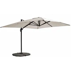 Oviala Business Freistehender Sonnenschirm 3x4m und 4 beschwerte Platten Weißaluminium