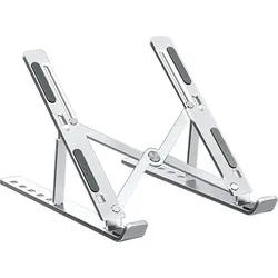 TOJ Laptopständer - Verstellbarer Tablethalter - Ergonomisch Leichtgewicht - 10 bis 17 Zoll - Silber