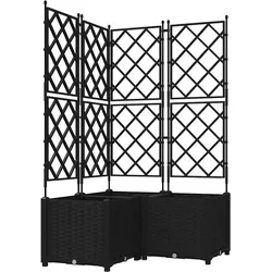 Helloshop26 - Set aus 3 modernen Outdoor-Gartenpflanzgefäßen 80 x 80 x 143 cm aus schwarzem Stahl 02_0058539