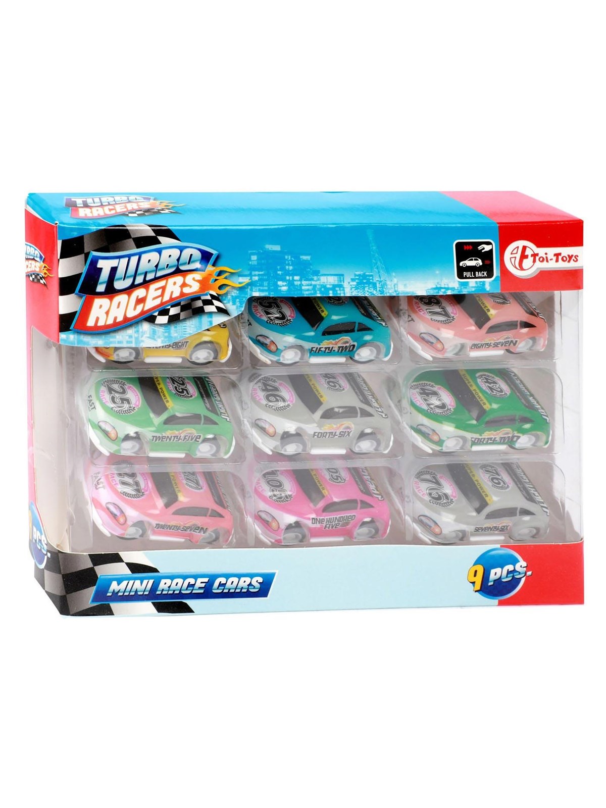Toi-Toys Turbo Racers Mini Rally Pull Back Cars 9pcs.
