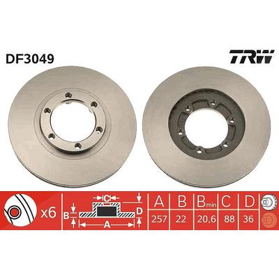 Trw Bremsscheibe [Hersteller-Nr. DF3049] für Isuzu, Vauxhall, Opel
