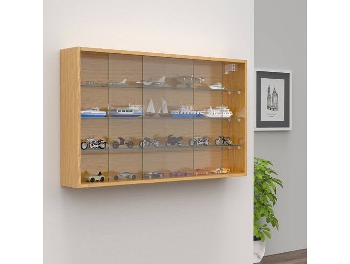 Vitrine murale Drivalo 100 x 60cm Bois/Marron/Imitation chêne