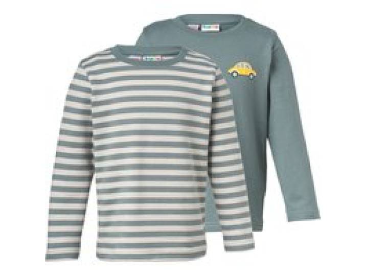 LUPILU® Lot de 2 sweats thermiques enfant (rayures/vert, 2-4 ans)