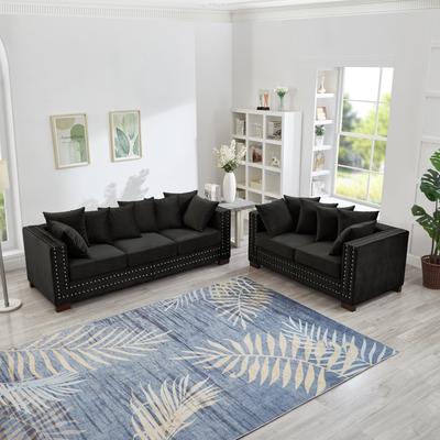 GDFStudio Zephyrion Velvet Sofa and Loveseat Set with Storage Seating