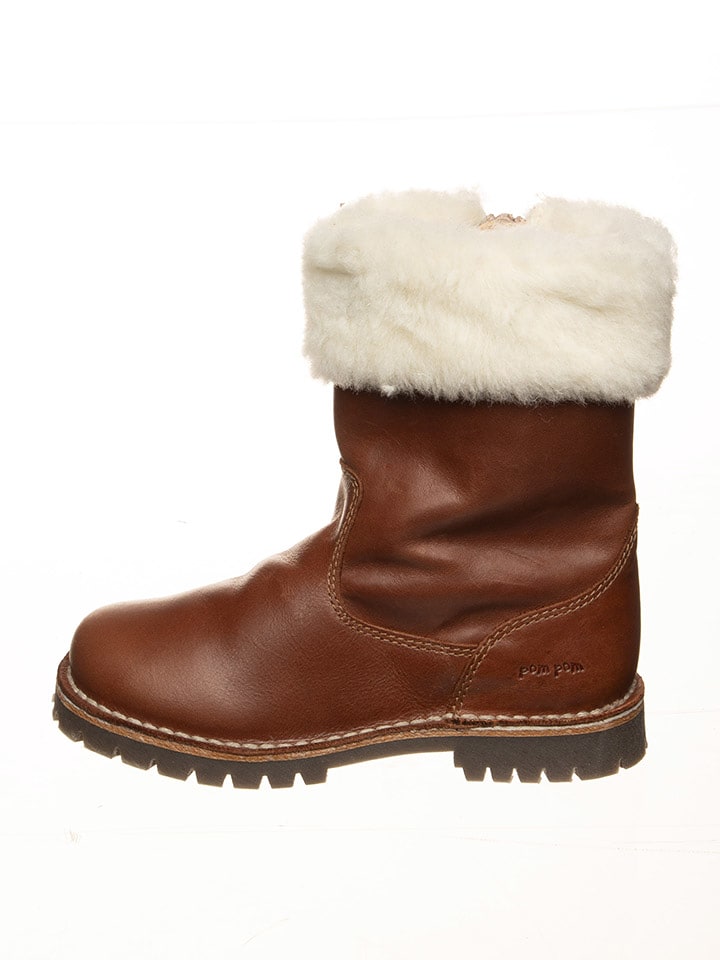 POM POM Leder-Winterstiefel in Hellbraun - 27