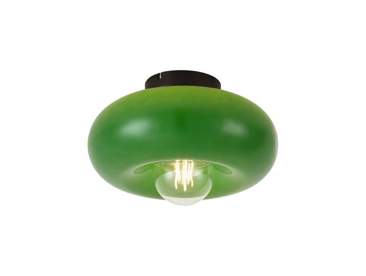 Plafonnier rétro noir avec verre vert 30 cm - Glaze