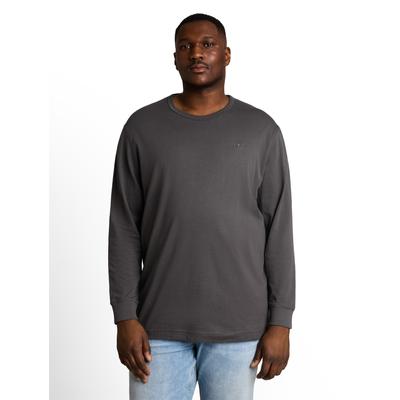Langarmshirt TOM TAILOR PLUS, Herren, Gr. 5XL, grau (tarmac grau), Single Jersey, Obermaterial: 100% Baumwolle, unifarben, bequem hüftbedeckend, Rundhals, Shirts Langarmshirt, Große Größen