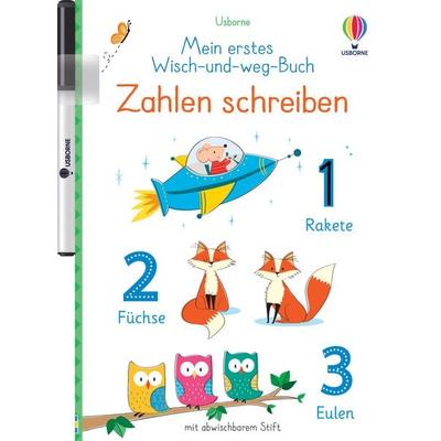 Mein erstes Wisch-und-weg-Buch: Zahlen schreiben, Taschenbuch von Felicity Brooks, Usborne, 978-1-78941-083-9