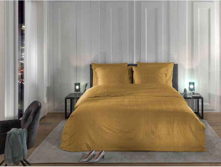 Bettwäsche Diamante 200 x 200 cm + 2 Kissen 80 x 80 cm Gold/Gold