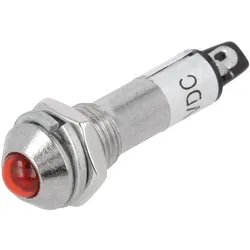 LED Signalleuchte, konvex, 12V DC, Ø8,2mm, Metall - Farbe: rot