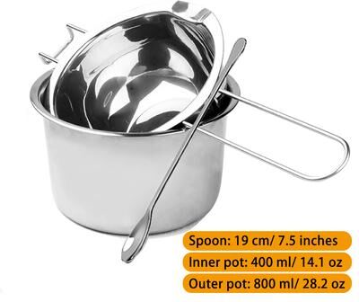 On Spot Shop Stainless Steel Candle Making Pouring Pot Double Boiler Wax Melting Pot DIY Candle Making Starter Kit High Quality Tools 400ml Pot Kit