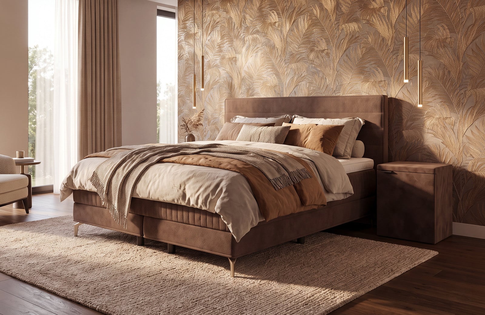 Swiss Sense Royal Horizon Edition Boxspring voor volwassenen met gestreept gestoffeerd frame