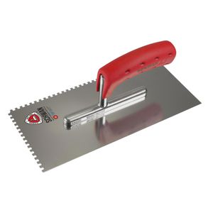 Schwan Zahnkelle 6204514, Standard, aus rostfreiem Edelstahl, 280 x 130 mm, mit Kunststoffgriff, Zahnung 4 x 4 mm