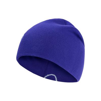 Beanie JACK WOLFSKIN "PAW BEANIE", Damen, Gr. onesize, blau (glowink), Polyacryl, Mützen Beanie, Strickbeanie, warm, elastisch