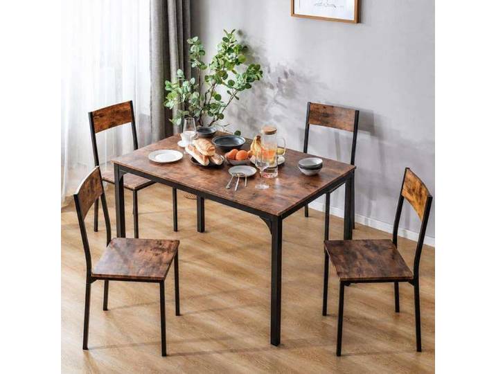Ensemble Table et Chaises 4 Places Table 108x65cm Vintage Chaises Pliables Gain de Place Cuisine/Salon