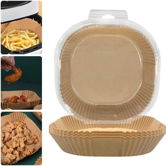 Bakpapier voor airfryer, 100 stuks, vierkant, wit of bruin, 20 cm
