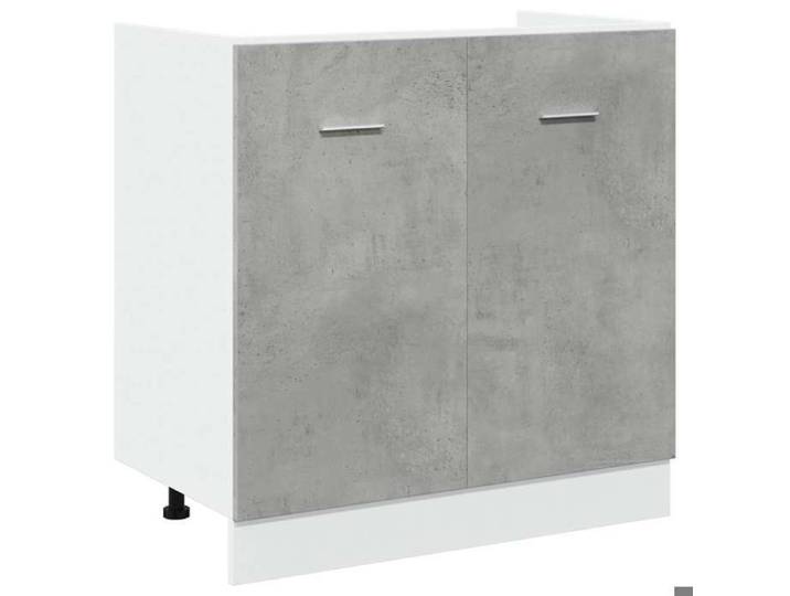 Les Soldes Meuble sous-évier  Lyon  - Placard/Cabinet - Capacité totale 50 kg - Pieds réglables - Gris béton 80x46x81 5 cm - Bois d