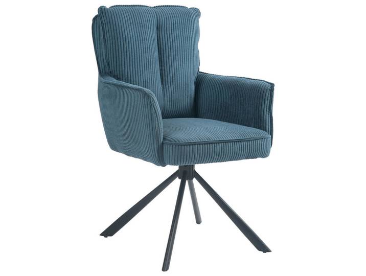 Novel Armlehnstuhl, Blau, Metall, Stativgestell, 62x95x67 cm, Handmade in China, Stoffauswahl, Sitzfläche 180° drehbar, Esszimmer, Stühle, Esszimmerstühle, Armlehnenstühle