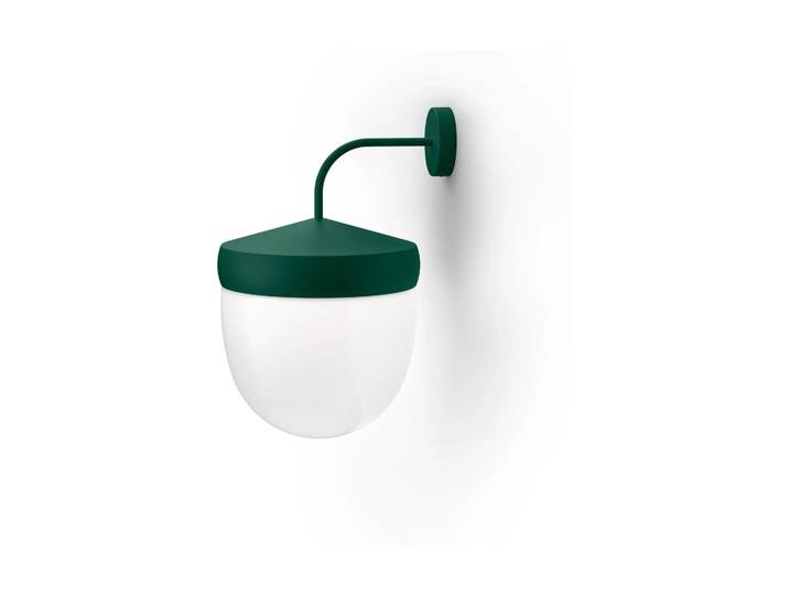 Noon Lampe murale Pan 30 cm verre givré British racing green