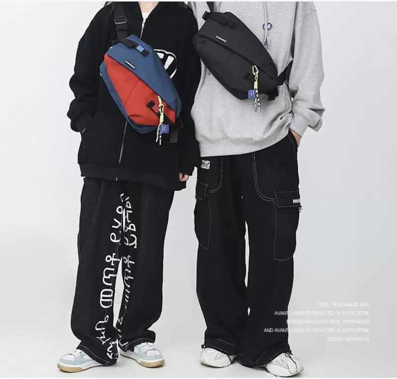 INF Herren Nylon Umhängetasche - Schwarze lässige Schultertasche mit verstellbarem Riemen