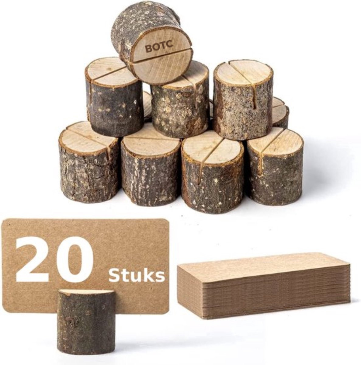 BOTC Houten kaarthouder set van 20 stuks voor tafelnummers en naamkaartjes