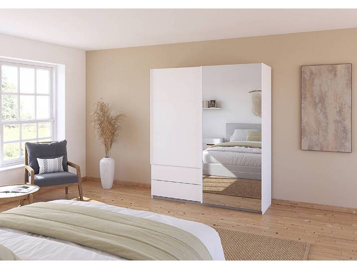 Armoire - Porte miroir 181cm Blanc/Blanc alpin