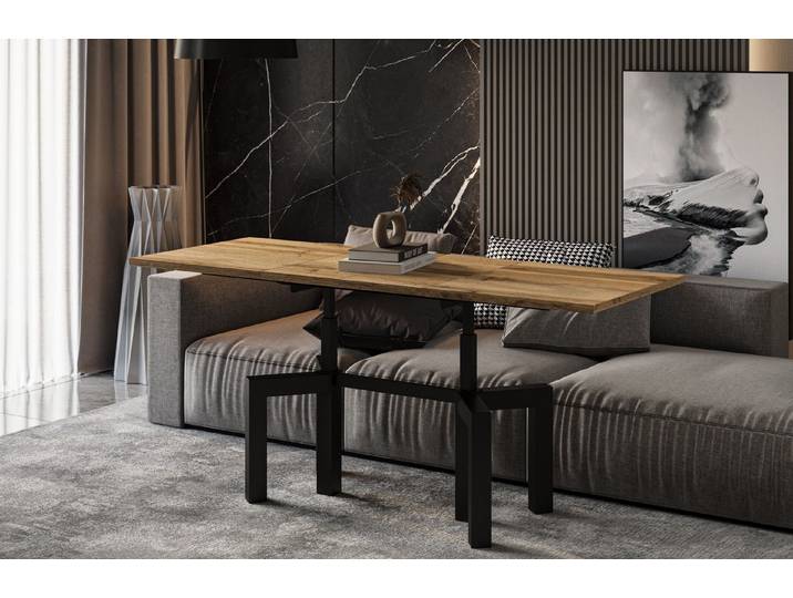 Endo-Moebel Couchtisch Oliana - ausziehbar 110-170cm und höhenverstellbar Doppellift Metall, Couch- & Esstisch, Funktionstisch, modern Design, umwandelbar