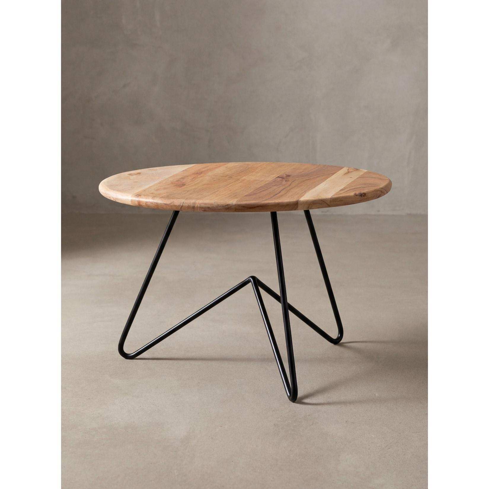 Couchtisch rund aus Akazien-Massivholz, 60x39.5x60 cm, Naturfarben