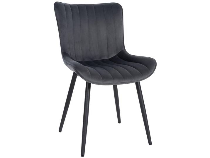 CLP Stuhl Samt Dunkelgrau, Metall, 50x81x61 cm, Esszimmer, Stuhl