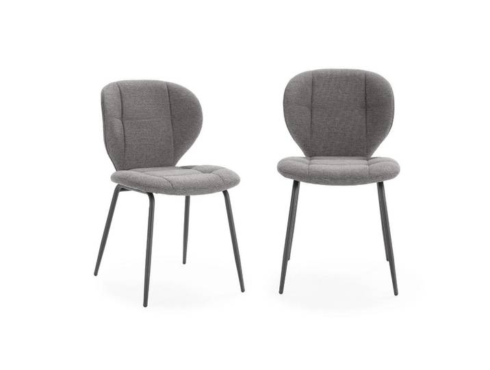 Calicosy Esszimmerstühle Stoff Metallbeine Schwarz 2er set 48,5/48/48,5 cm, Anthrazit, 48.5x48x50 cm, Esszimmer, Stühle
