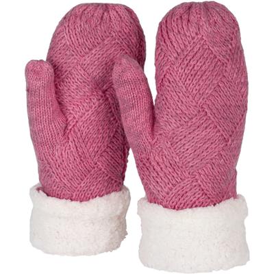 Fäustlinge STYLEBREAKER "Strickhandschuhe Fäustlinge mit Rauten Muster und Fleece", Damen, pink, Obermaterial: 100% Polyacryl PAN., Modisch, Handschuhe Fäustlinge