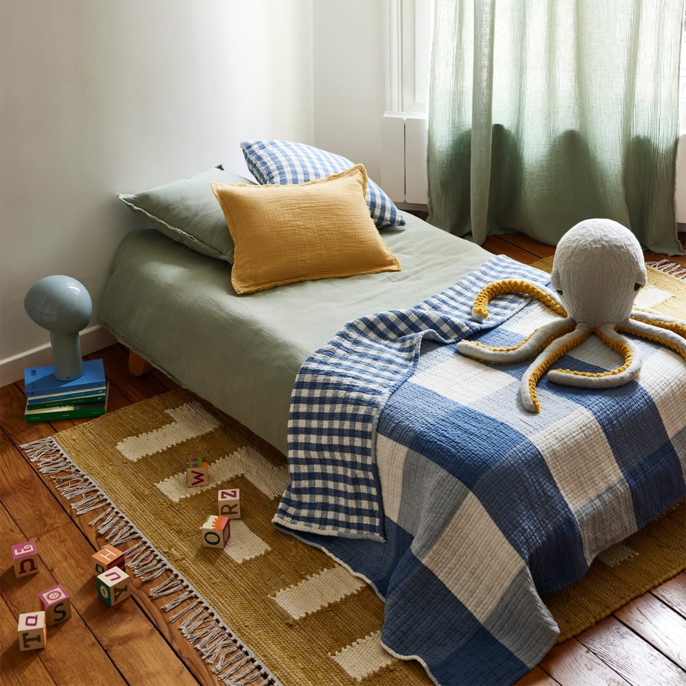 Madura Plaid en coton bleu 100x140 cm Bleu 100x140cm
