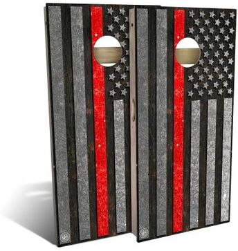 Skip's Garage American Flag Red Line Outdoor Cornhole Board Set