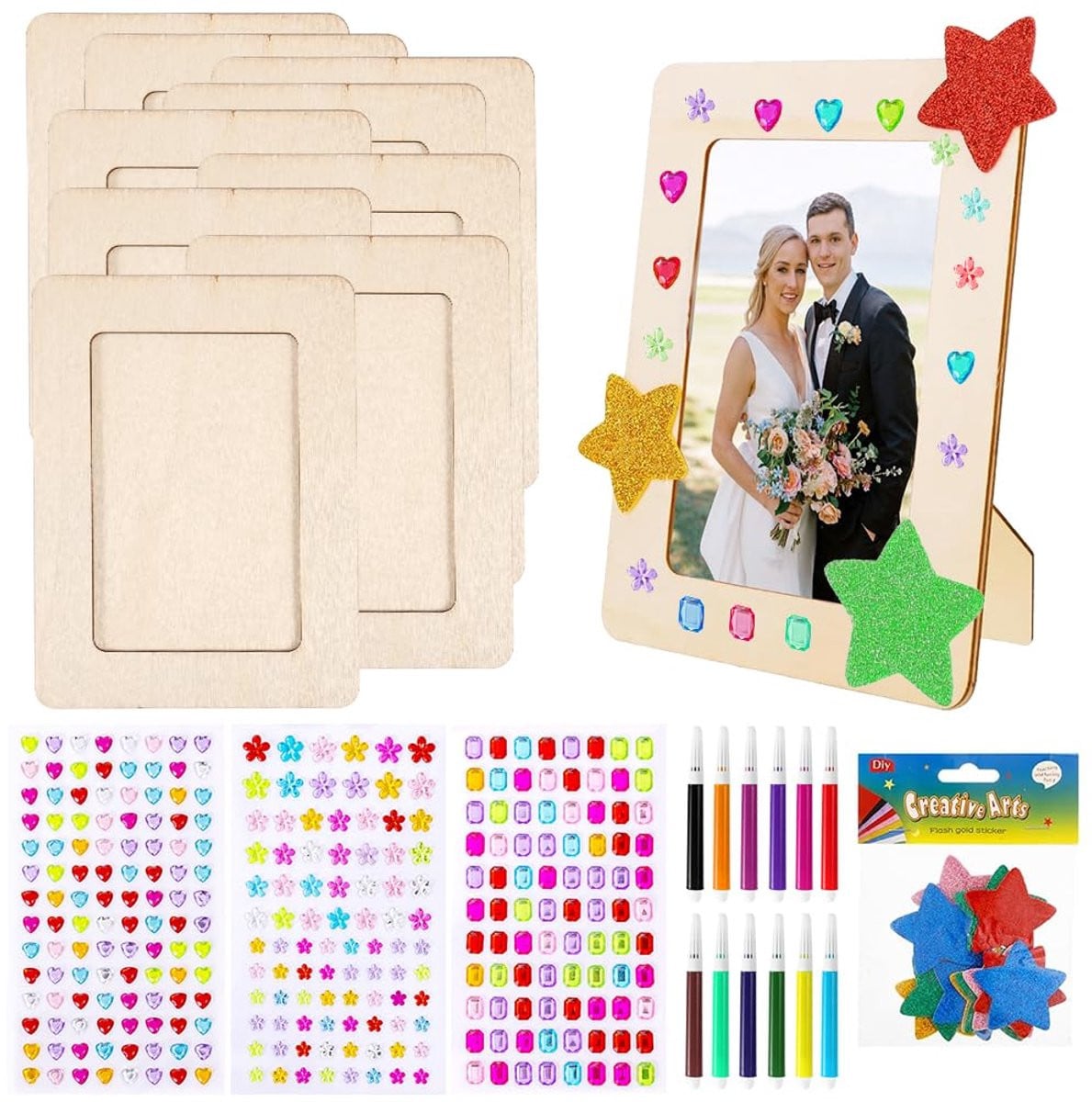 Set van 10 houten fotolijsten voor creatieve knutselprojecten