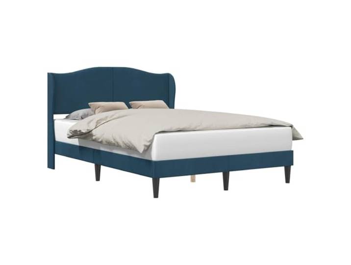 PUGYNBK Bettgestell, Blau, 140 x 200 cm, Samt Rechteckiges Kopfteil, Lattenrost, konische Beine, modern für Schlafzimmer