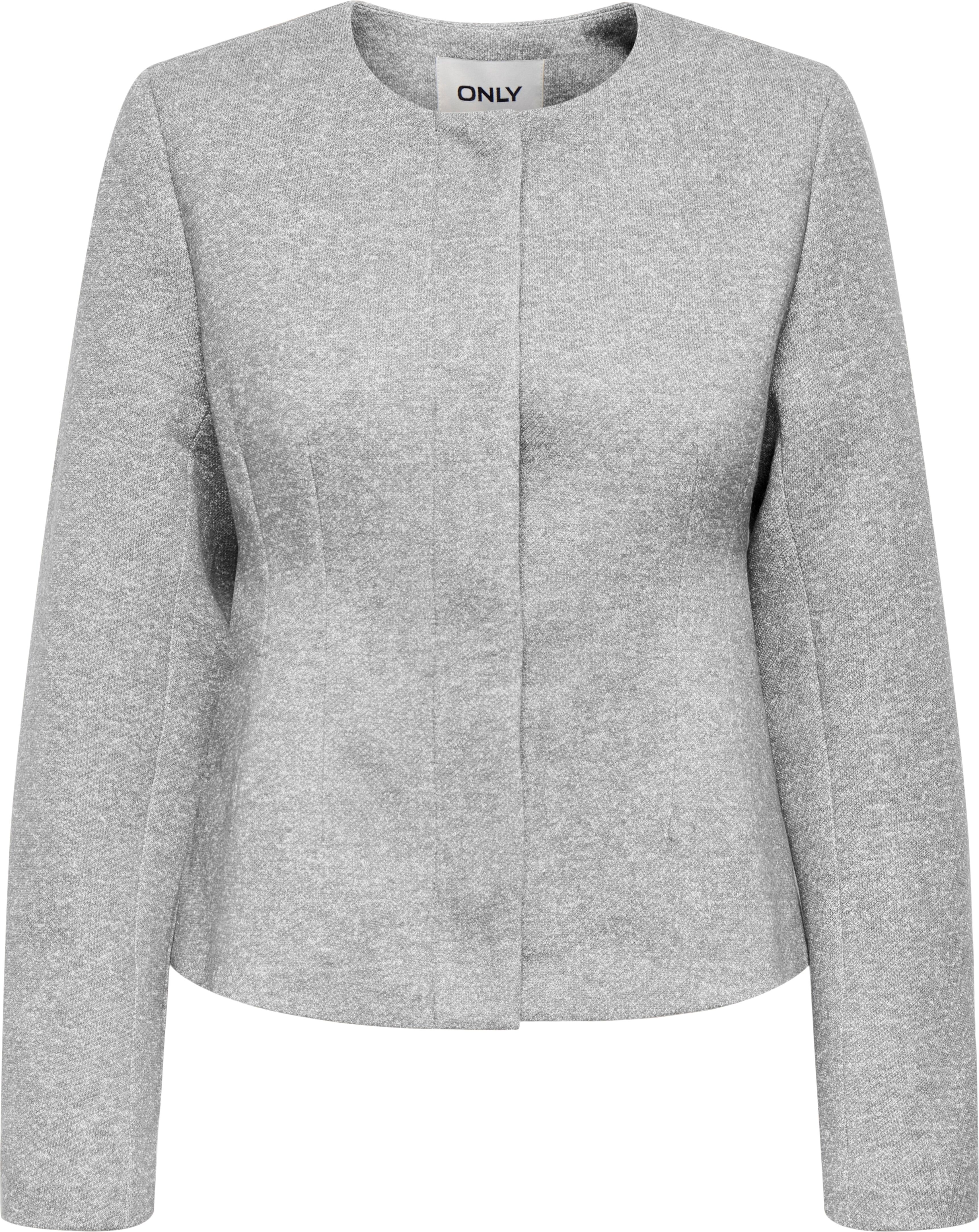 Kurzjacke ONLY "ONLSEDONA LIFE LIGHT FIT JACKET CC OTW", Damen, Gr. XS, grau (light grau melange), Web, Obermaterial: 85% Polyester, 15% Baumwolle, unifarben, schmal hüftlang, Rundhals, Jacken Kurzjacke light grau melange XS