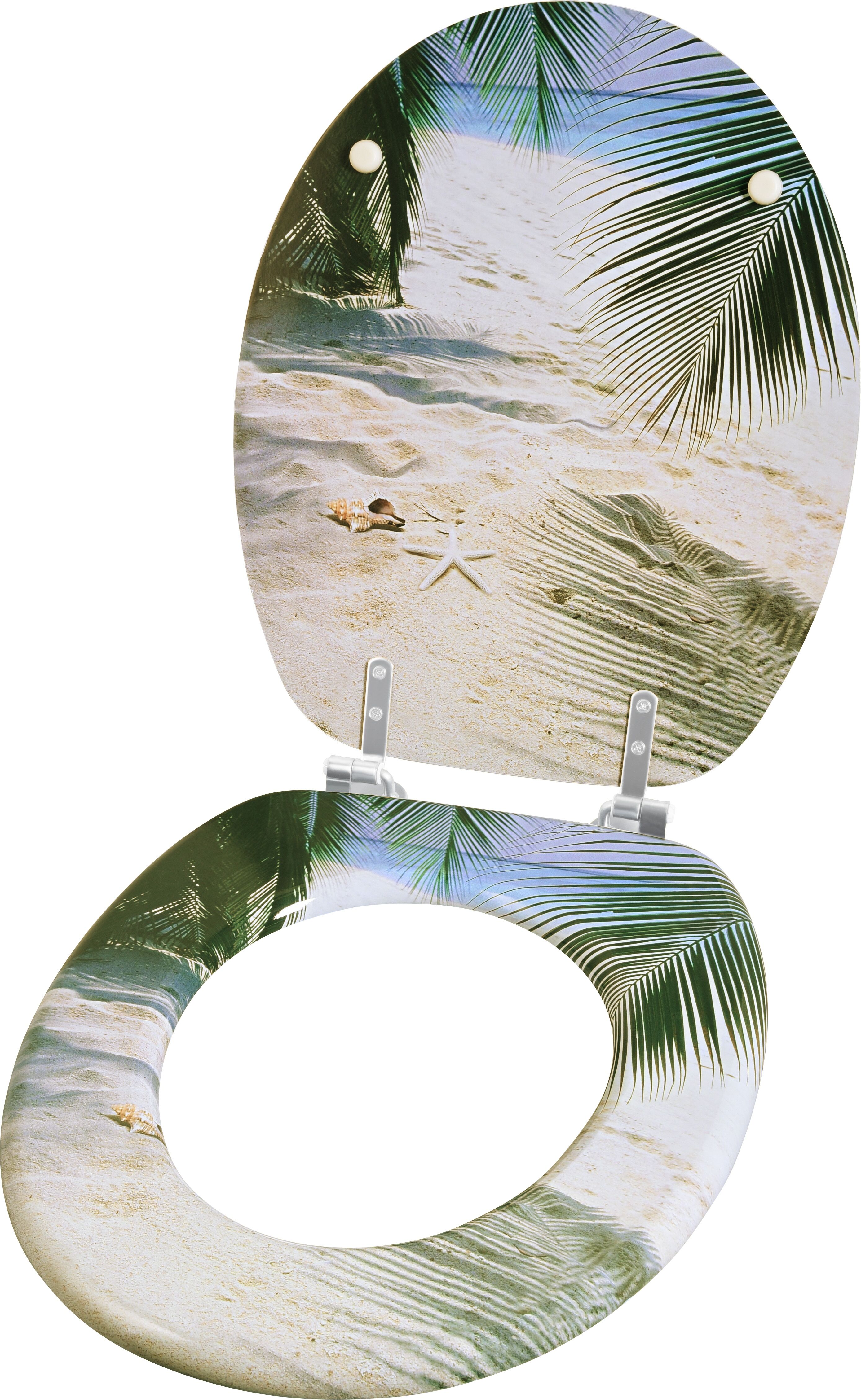 WC-Sitz CORNAT "Palmen am Strand WC Sitz Dekor", dekor, B:38cm L:43,5cm, MDF - Mitteldichte Holzfaserplatte, WC-Sitze, WC-Sitz