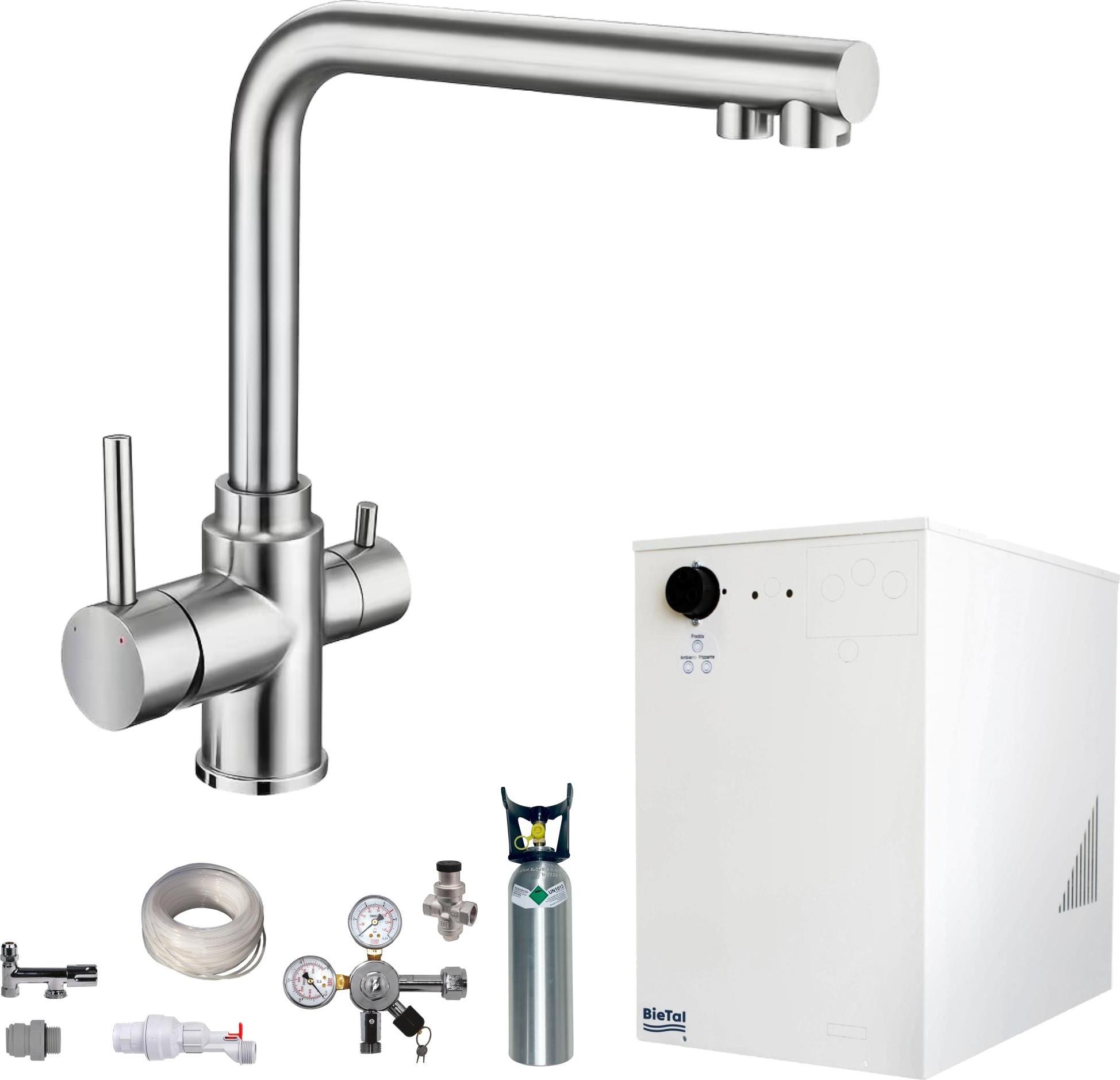 Tafelwassergerät BieTal BT-30U Kühlung & 3-Wege L Wasserhahn Edelstahl 2Kg CO2